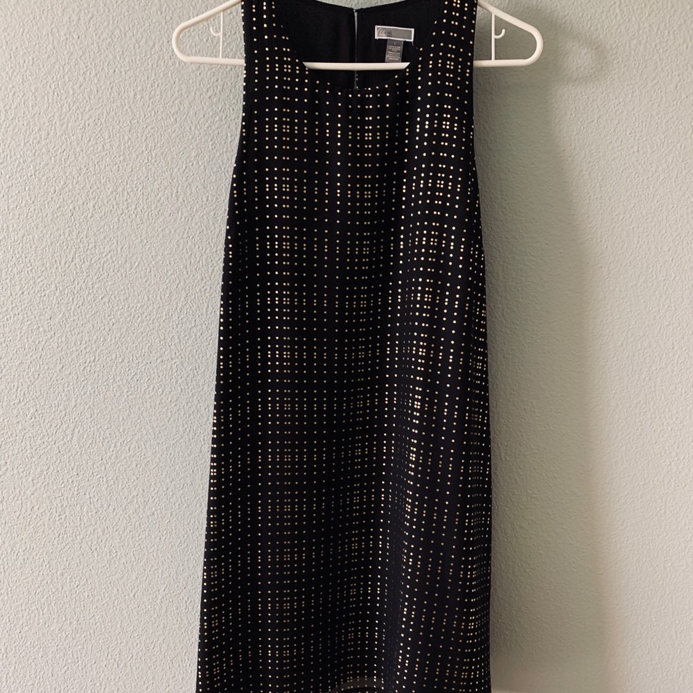 Black and gold shift dress
